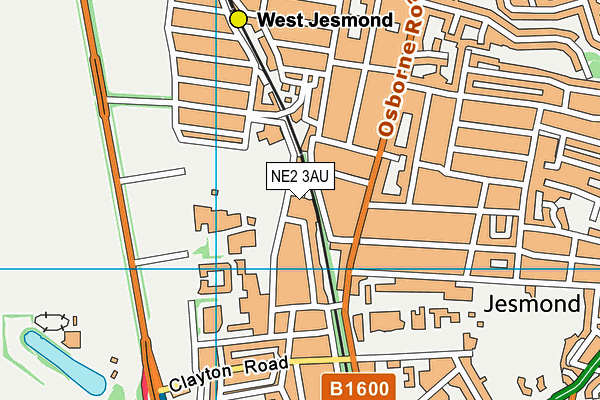 NE2 3AU map - OS VectorMap District (Ordnance Survey)