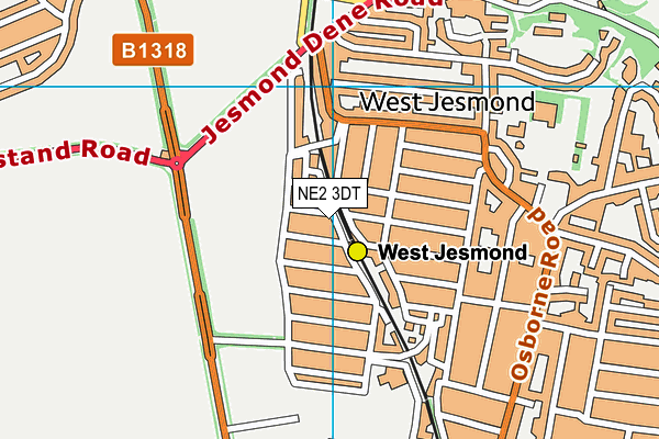NE2 3DT map - OS VectorMap District (Ordnance Survey)