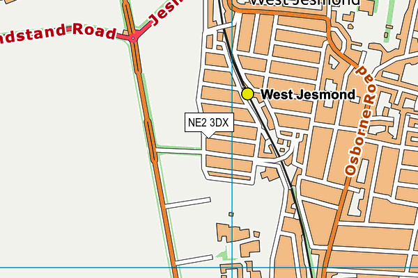 NE2 3DX map - OS VectorMap District (Ordnance Survey)