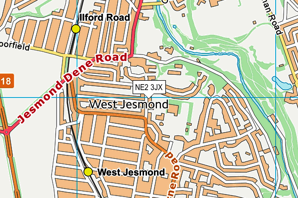 NE2 3JX map - OS VectorMap District (Ordnance Survey)