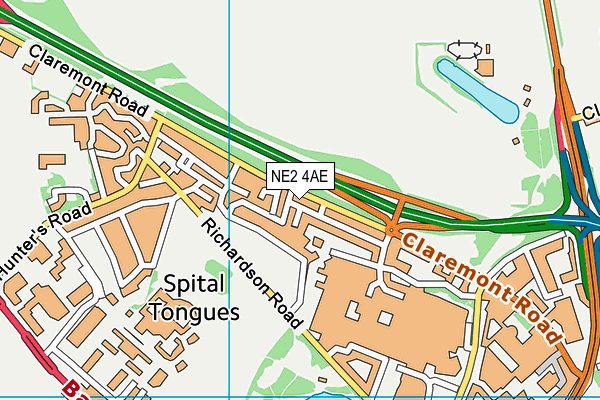 NE2 4AE map - OS VectorMap District (Ordnance Survey)
