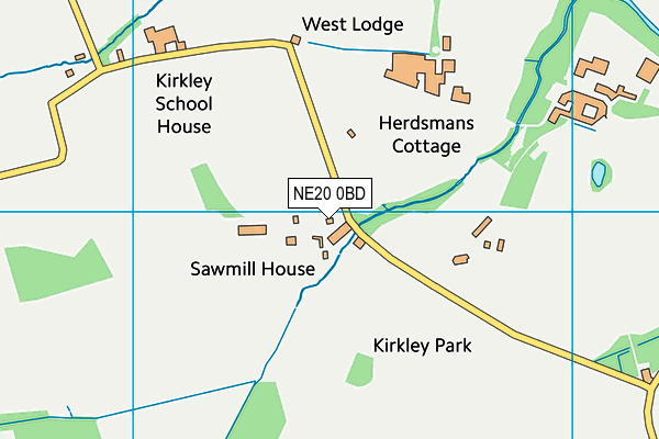 Kirkley Cricket Club map (NE20 0BD) - OS VectorMap District (Ordnance Survey)