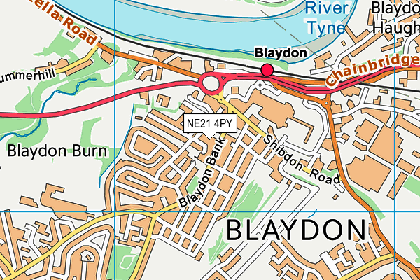 Blaydon West Primary School map (NE21 4PY) - OS VectorMap District (Ordnance Survey)