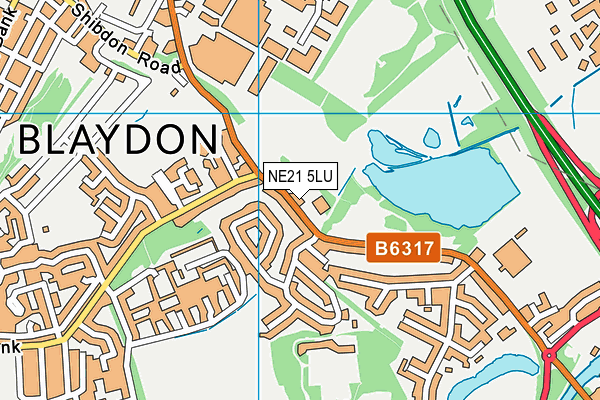 Shibdon Road Playings Fields map (NE21 5LU) - OS VectorMap District (Ordnance Survey)