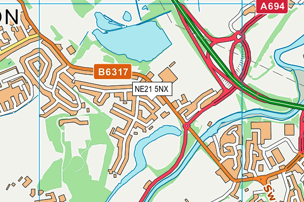NE21 5NX map - OS VectorMap District (Ordnance Survey)