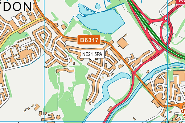 NE21 5PA map - OS VectorMap District (Ordnance Survey)