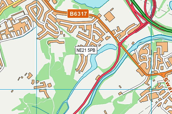 Axwell Park map (NE21 5PB) - OS VectorMap District (Ordnance Survey)