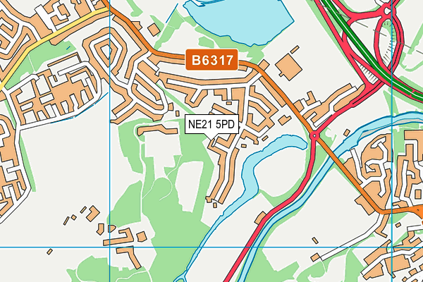 NE21 5PD map - OS VectorMap District (Ordnance Survey)