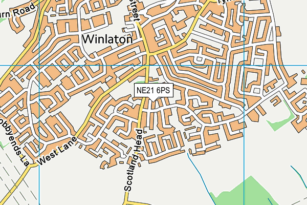 NE21 6PS map - OS VectorMap District (Ordnance Survey)