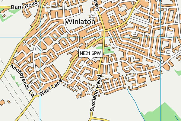 NE21 6PW map - OS VectorMap District (Ordnance Survey)