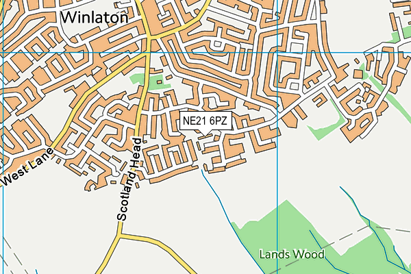 NE21 6PZ map - OS VectorMap District (Ordnance Survey)
