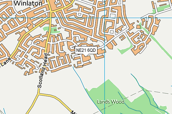 NE21 6QD map - OS VectorMap District (Ordnance Survey)