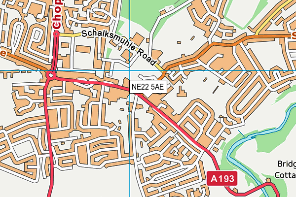 NE22 5AE map - OS VectorMap District (Ordnance Survey)