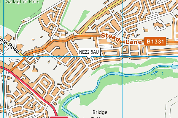 NE22 5AU map - OS VectorMap District (Ordnance Survey)