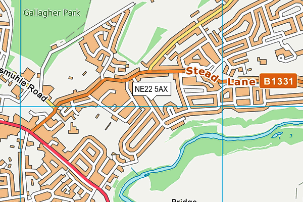 NE22 5AX map - OS VectorMap District (Ordnance Survey)