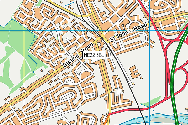 NE22 5BL map - OS VectorMap District (Ordnance Survey)