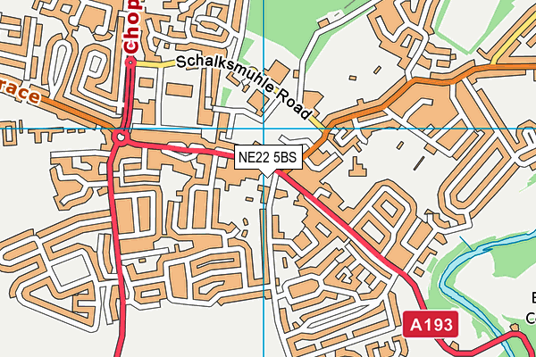 NE22 5BS map - OS VectorMap District (Ordnance Survey)
