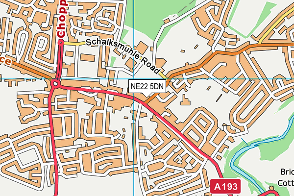 NE22 5DN map - OS VectorMap District (Ordnance Survey)