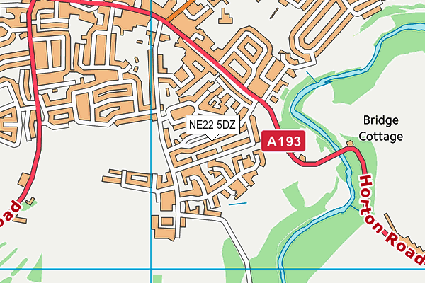 NE22 5DZ map - OS VectorMap District (Ordnance Survey)
