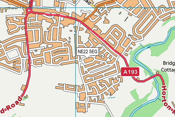 NE22 5EG map - OS VectorMap District (Ordnance Survey)