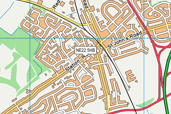 NE22 5HB map - OS VectorMap District (Ordnance Survey)