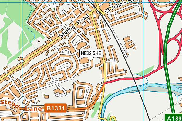 NE22 5HE map - OS VectorMap District (Ordnance Survey)