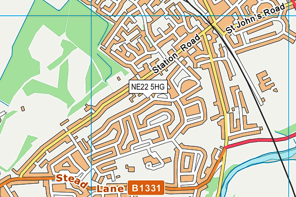 NE22 5HG map - OS VectorMap District (Ordnance Survey)