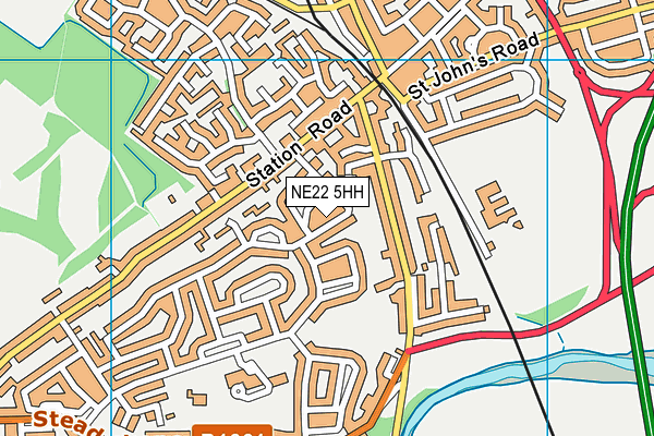 NE22 5HH map - OS VectorMap District (Ordnance Survey)
