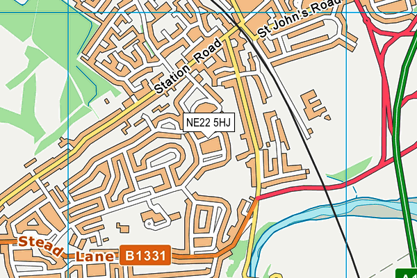 NE22 5HJ map - OS VectorMap District (Ordnance Survey)