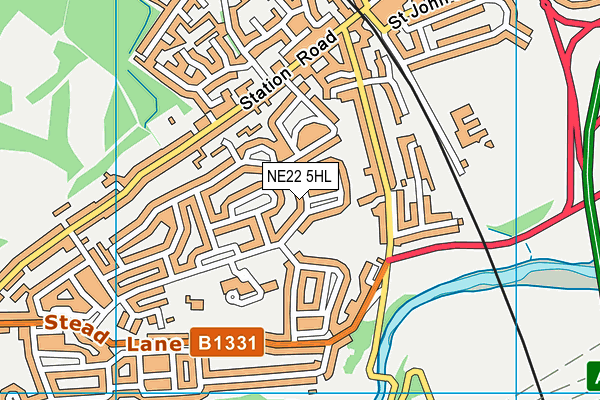 NE22 5HL map - OS VectorMap District (Ordnance Survey)