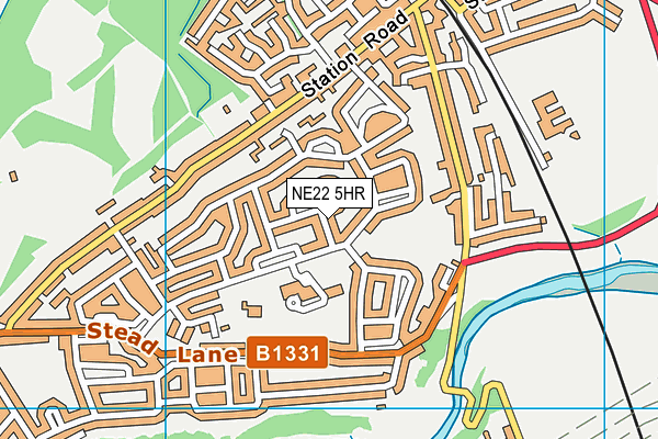 NE22 5HR map - OS VectorMap District (Ordnance Survey)