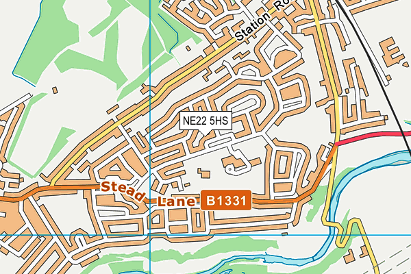 NE22 5HS map - OS VectorMap District (Ordnance Survey)
