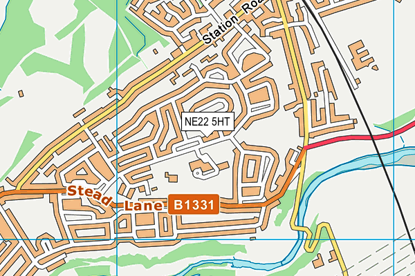 NE22 5HT map - OS VectorMap District (Ordnance Survey)