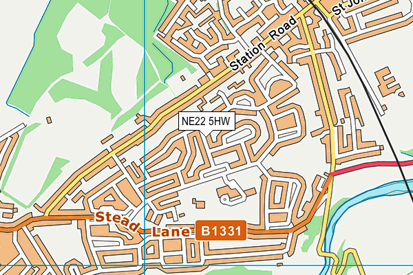 NE22 5HW map - OS VectorMap District (Ordnance Survey)