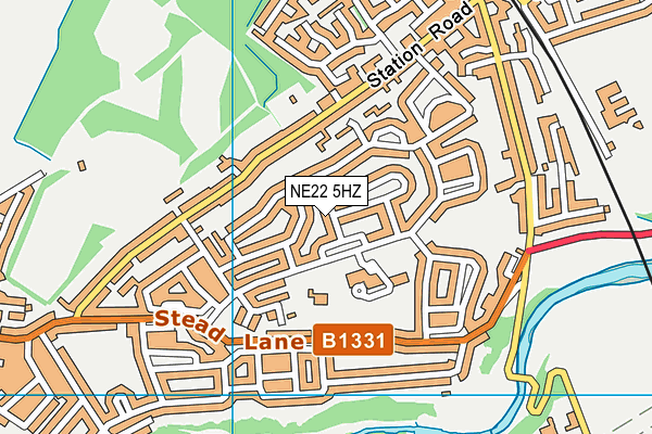 NE22 5HZ map - OS VectorMap District (Ordnance Survey)