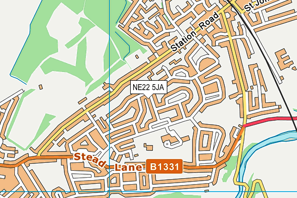 NE22 5JA map - OS VectorMap District (Ordnance Survey)