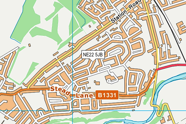 NE22 5JB map - OS VectorMap District (Ordnance Survey)