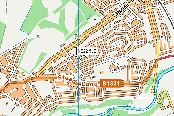 NE22 5JE map - OS VectorMap District (Ordnance Survey)