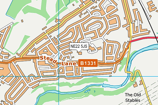 Stead Lane Primary School map (NE22 5JS) - OS VectorMap District (Ordnance Survey)