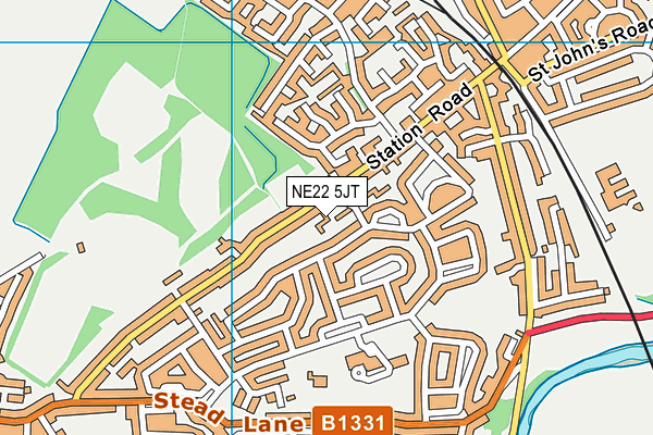 NE22 5JT map - OS VectorMap District (Ordnance Survey)