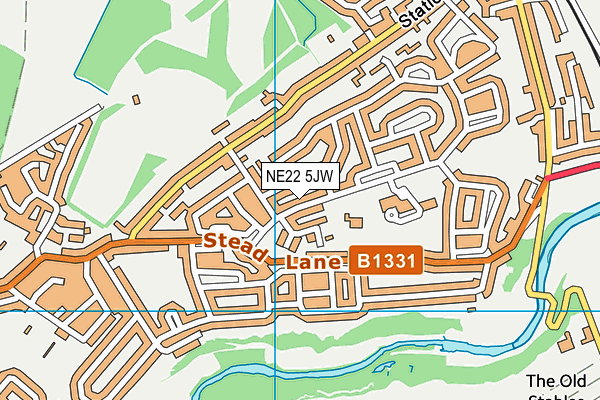 NE22 5JW map - OS VectorMap District (Ordnance Survey)