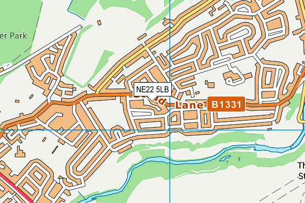 NE22 5LB map - OS VectorMap District (Ordnance Survey)