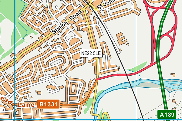 NE22 5LE map - OS VectorMap District (Ordnance Survey)