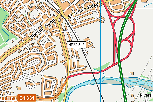 NE22 5LF map - OS VectorMap District (Ordnance Survey)