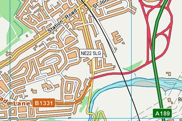 NE22 5LG map - OS VectorMap District (Ordnance Survey)