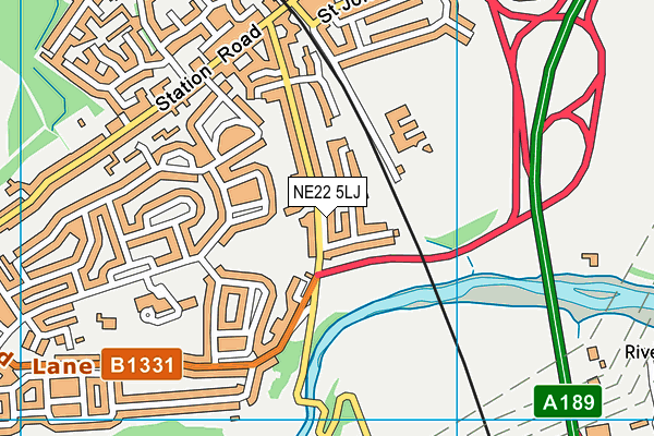 NE22 5LJ map - OS VectorMap District (Ordnance Survey)
