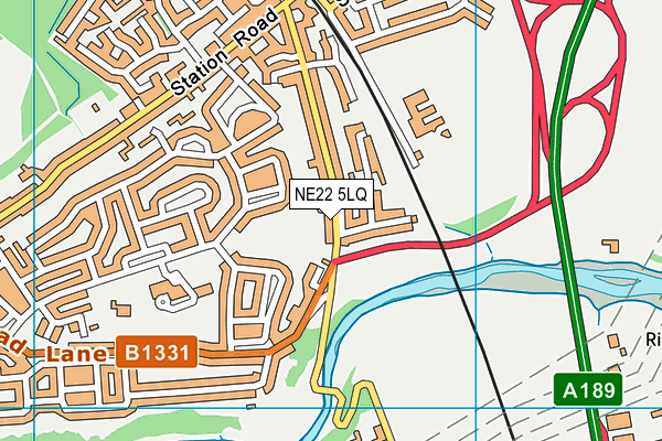 NE22 5LQ map - OS VectorMap District (Ordnance Survey)