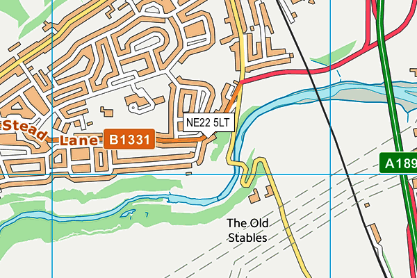 NE22 5LT map - OS VectorMap District (Ordnance Survey)