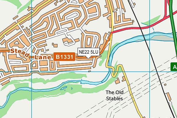 NE22 5LU map - OS VectorMap District (Ordnance Survey)