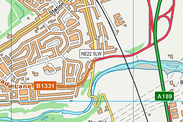 NE22 5LW map - OS VectorMap District (Ordnance Survey)